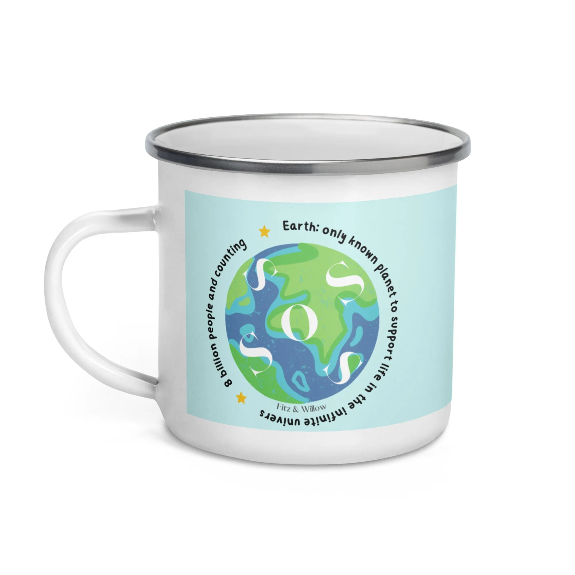 SOS Earth, Enamel Mug, Fitz & Willow