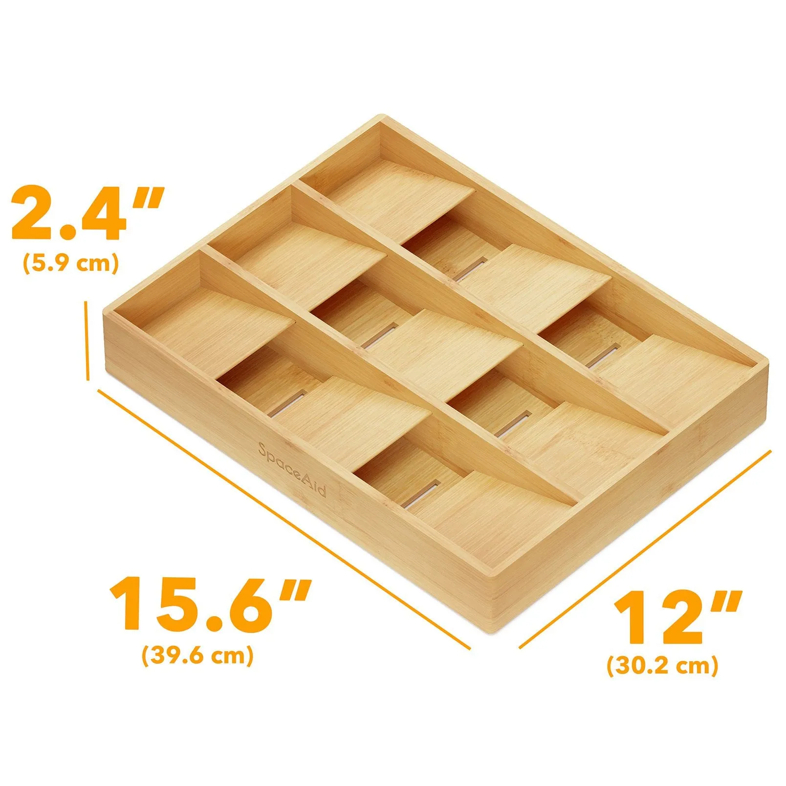 SpaceAid Bamboo Silverware Drawer Holders Organize Kitchen Utensils (Natural, 9 Slots)