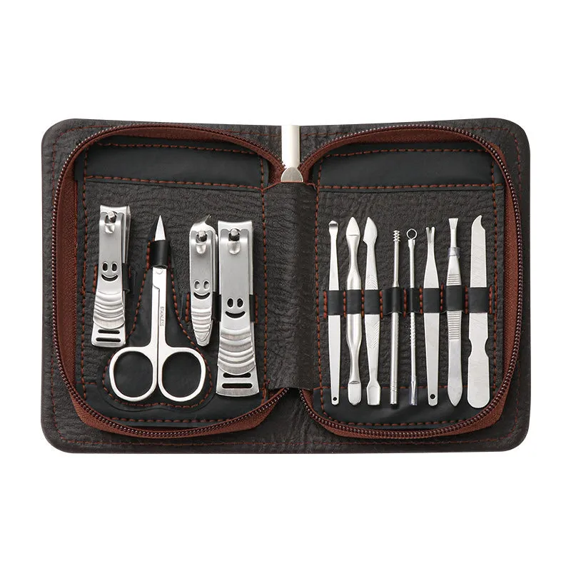 Stainless Steel 12 Pieces Nail Clippers Set Zipper Bag Manicure Manicure Implement Manicure Set Nail Clippers