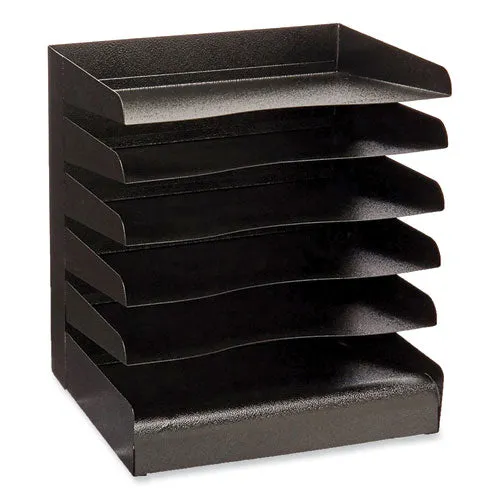 Steel Six-shelf Desk Tray Sorter, Six Sections, Letter Size Files, 12 X 9.5 X 13.5, Black