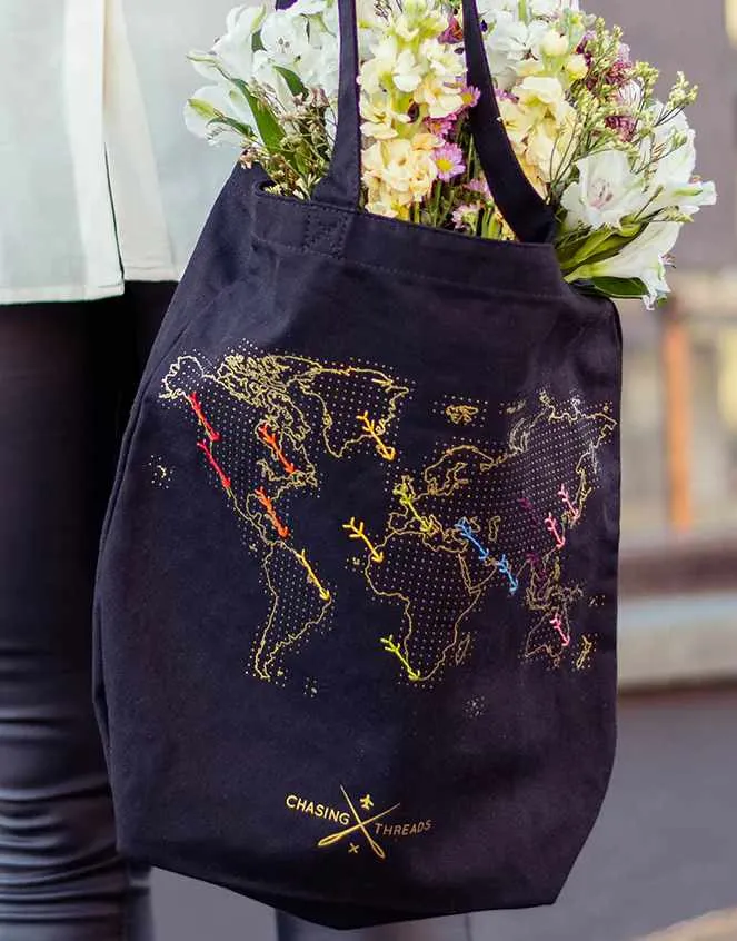 Stitch Where You've Been Tote Bag, Chasing Threads