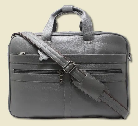 Taha 2 pocket Genuine Leather Grey Laptop Bag