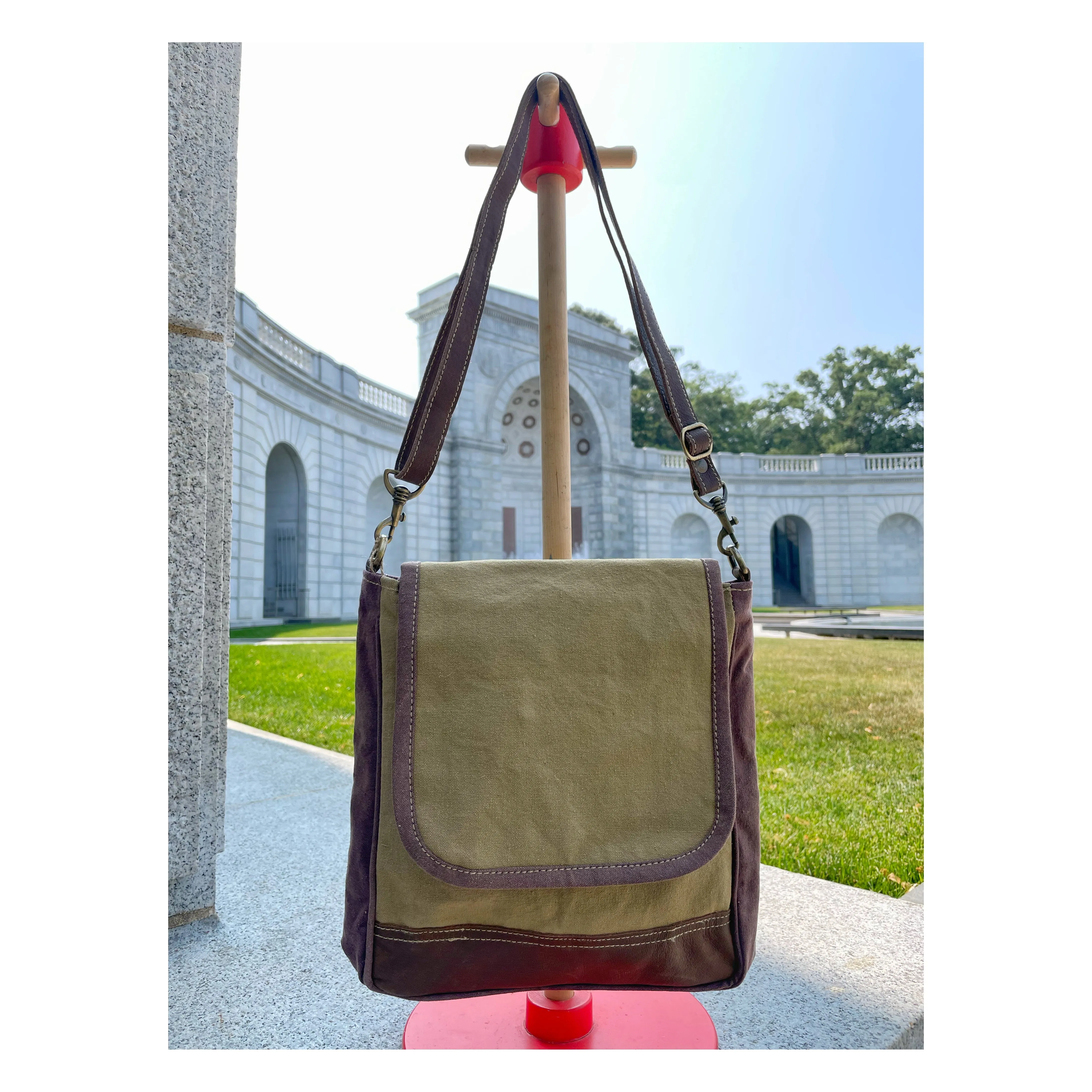 Tan Crossbody Messenger Bag