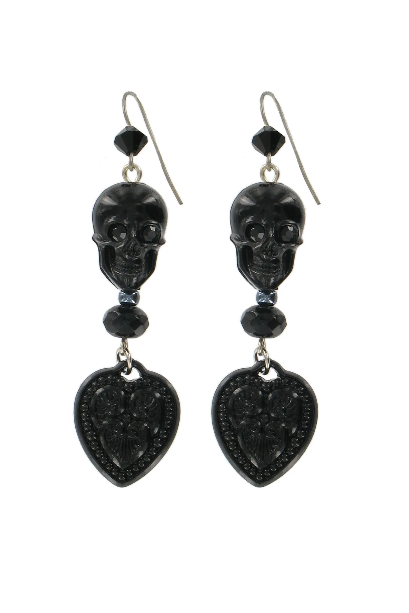 Tarina Tarantino Happy Together "Caterina" Sugar Skull Drop Earrings (Black)