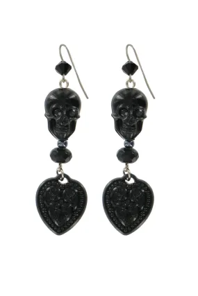 Tarina Tarantino Happy Together "Caterina" Sugar Skull Drop Earrings (Black)