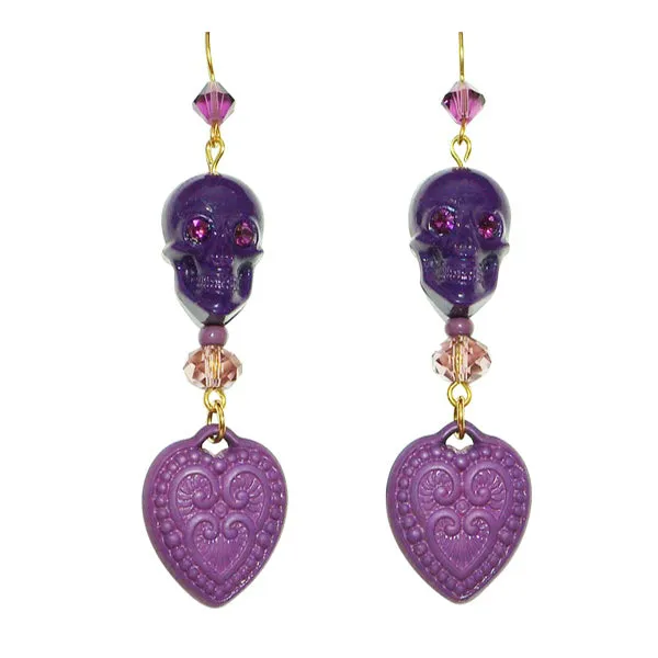 Tarina Tarantino Happy Together "Caterina" Sugar Skull Drop Earrings (Purple)