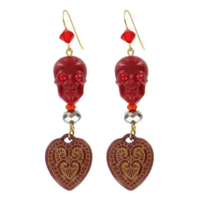 Tarina Tarantino Happy Together "Caterina" Sugar Skull Drop Earrings (Red)