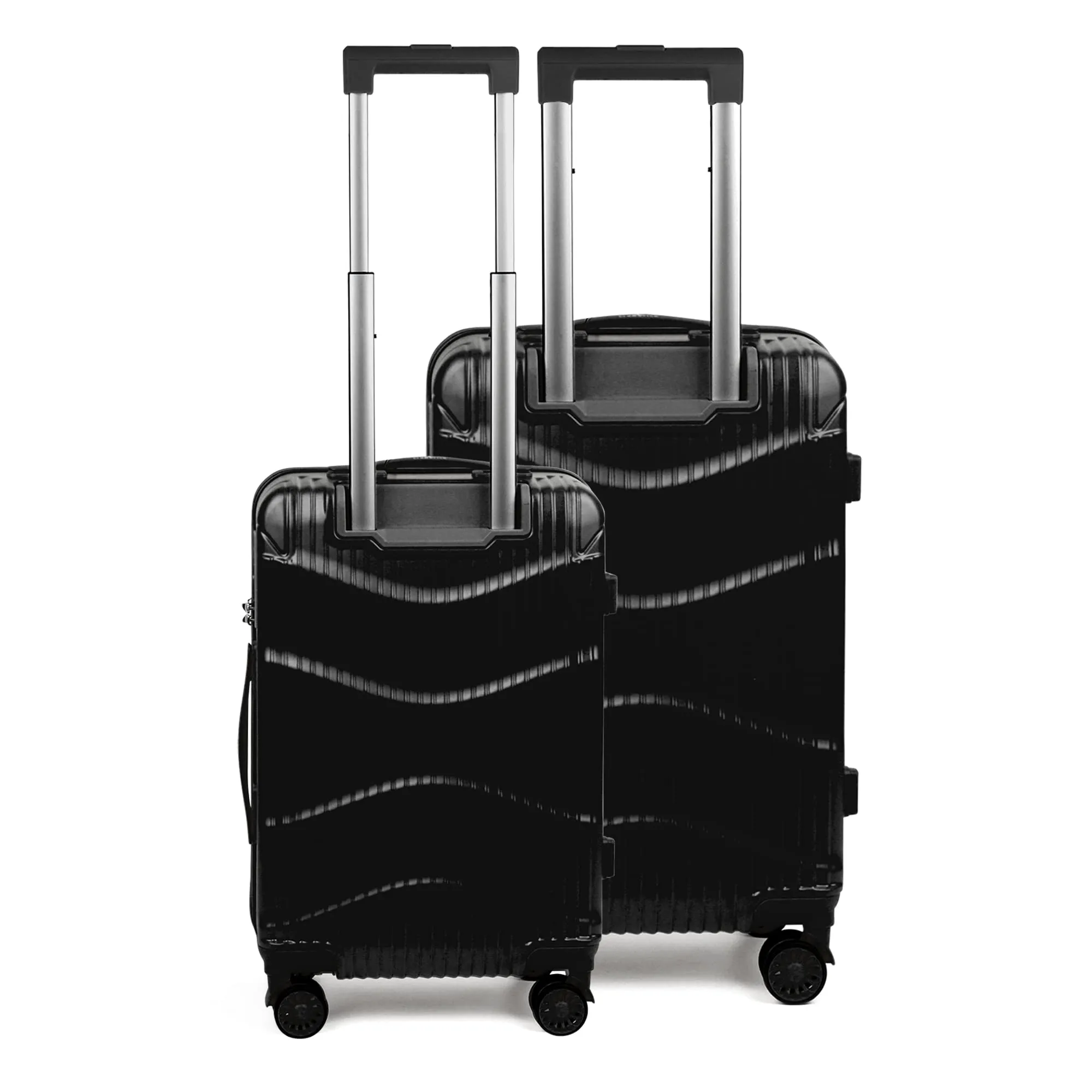 THE CLOWNFISH Combo Of 2 Ballard Series Luggage Abs & Polycarbonate Exterior Suitcases Spinner Eight Wheel Trolley Bags With Tsa Lock-Black (Medium 65 Cm-26 Inch, Small 55 Cm-22 Inch)