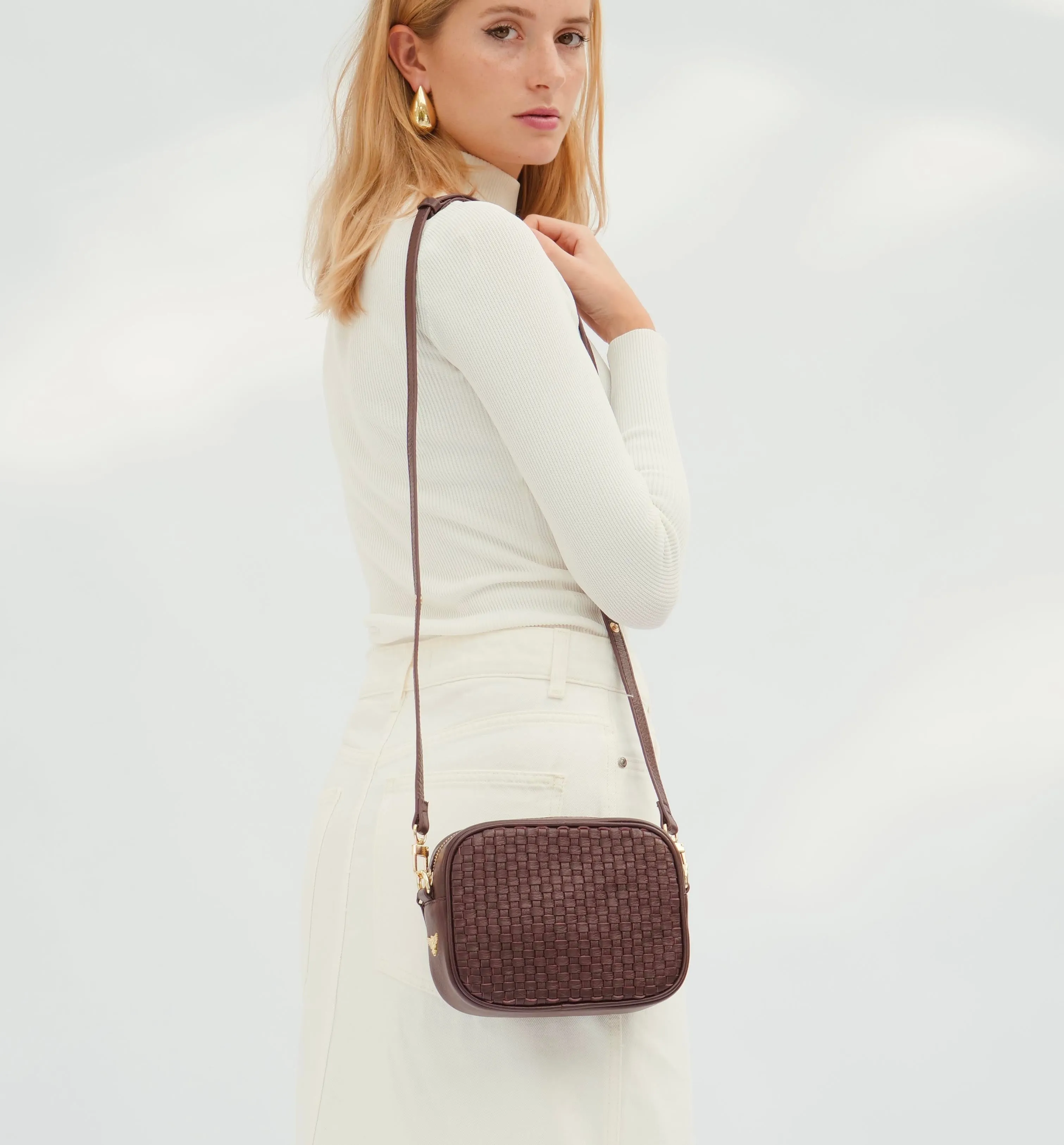 The Penelope Port Woven Leather Camera Bag