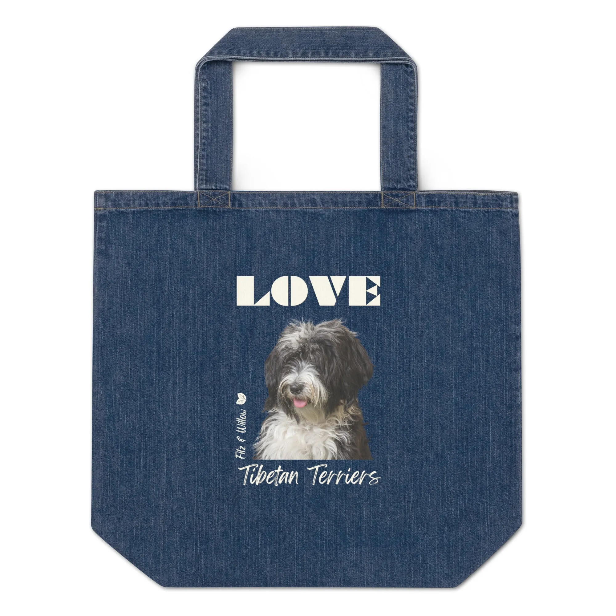 Tibetan Terrier, Organic denim tote bag