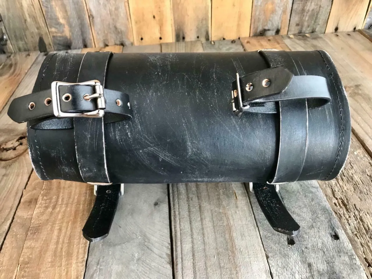 Tool Roll Harley Sportster Softail Chopper Bobber Indian Dyna Honda Blk Leather