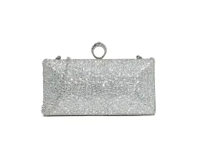 TOVA SMALL CLUTCH DIAMANTE BAG IN SILVER