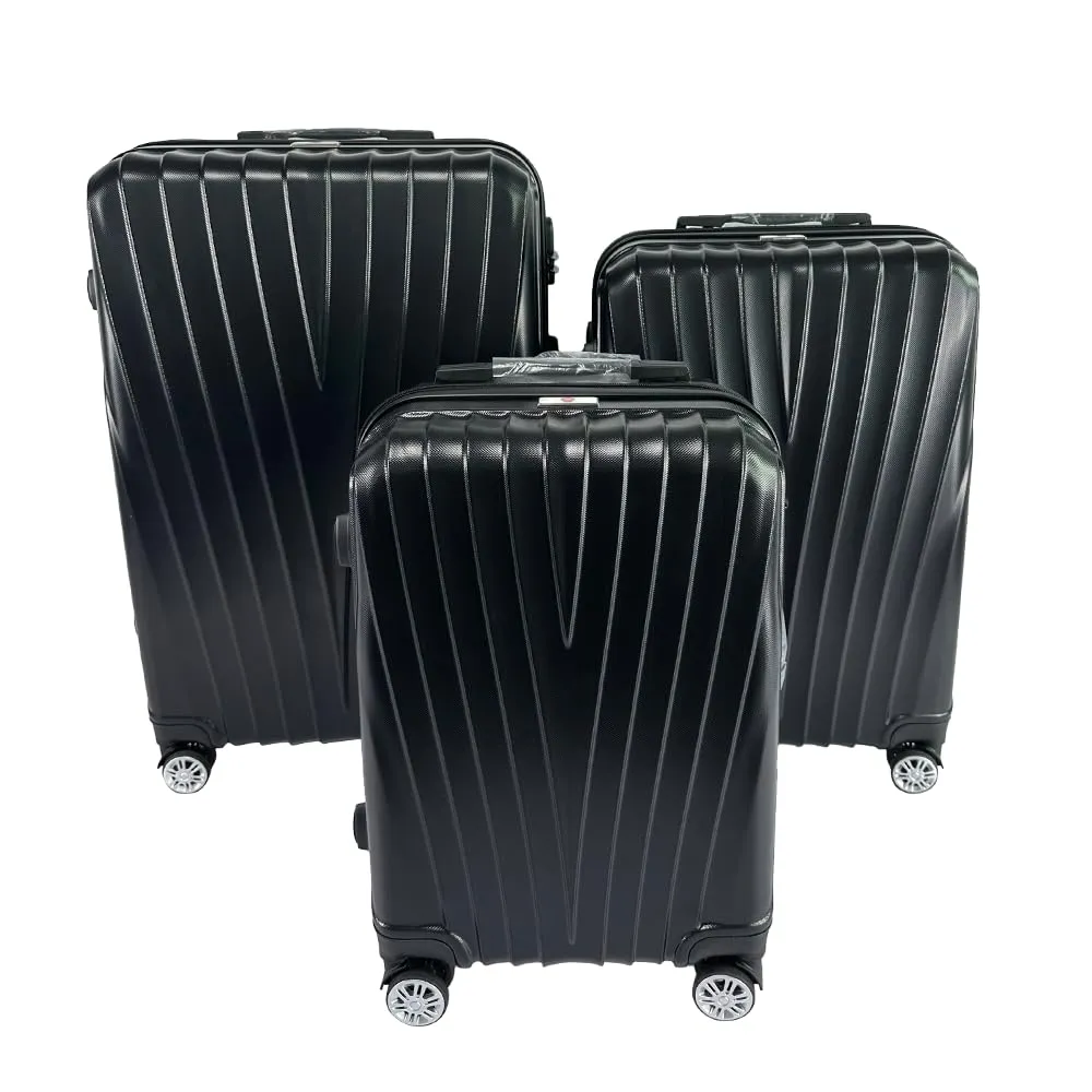 USHA SHRIRAM ABS (20,24,28 Inch - Cabin & Check-in Bag) Luggage Bag|Pack of 3 (55cm, 65cm, 75cm) | Trolley Suitcase for Travel | Travel Luggage for Men Women | Travel Bags for Luggage Trolley (Black)