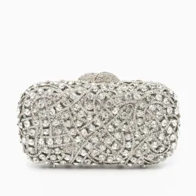 Valentina Rhinestones Clutch Bag - Silver