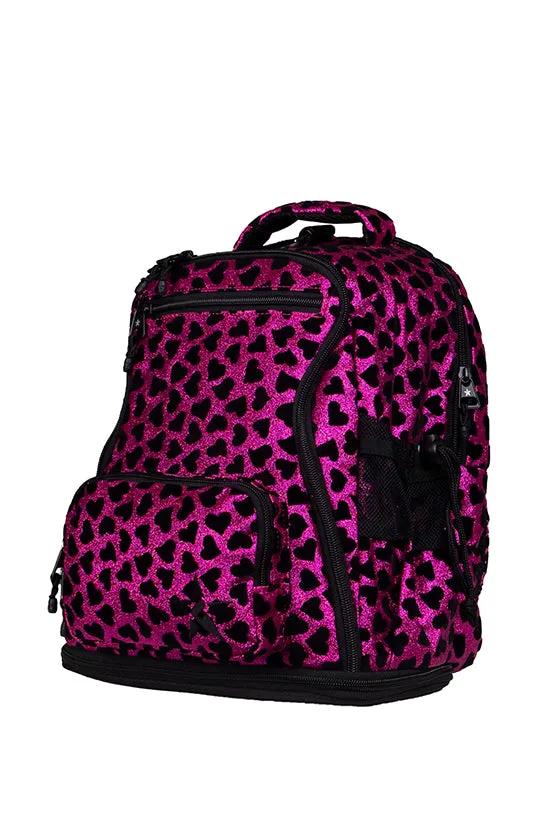 Velvet Sparkle in Fuchsia and Black Rebel Baby Dream Bag with Black Zipper