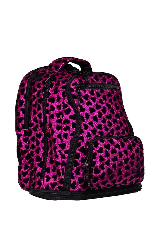 Velvet Sparkle in Fuchsia and Black Rebel Baby Dream Bag with Black Zipper