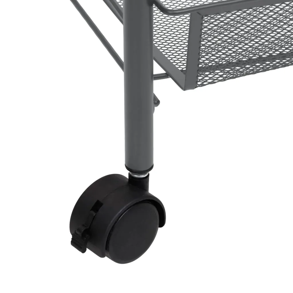 vidaXL 4-Tier Kitchen Trolley - Grey, Iron, 46x26x85 cm - Sturdy & Versatile Storage Solution