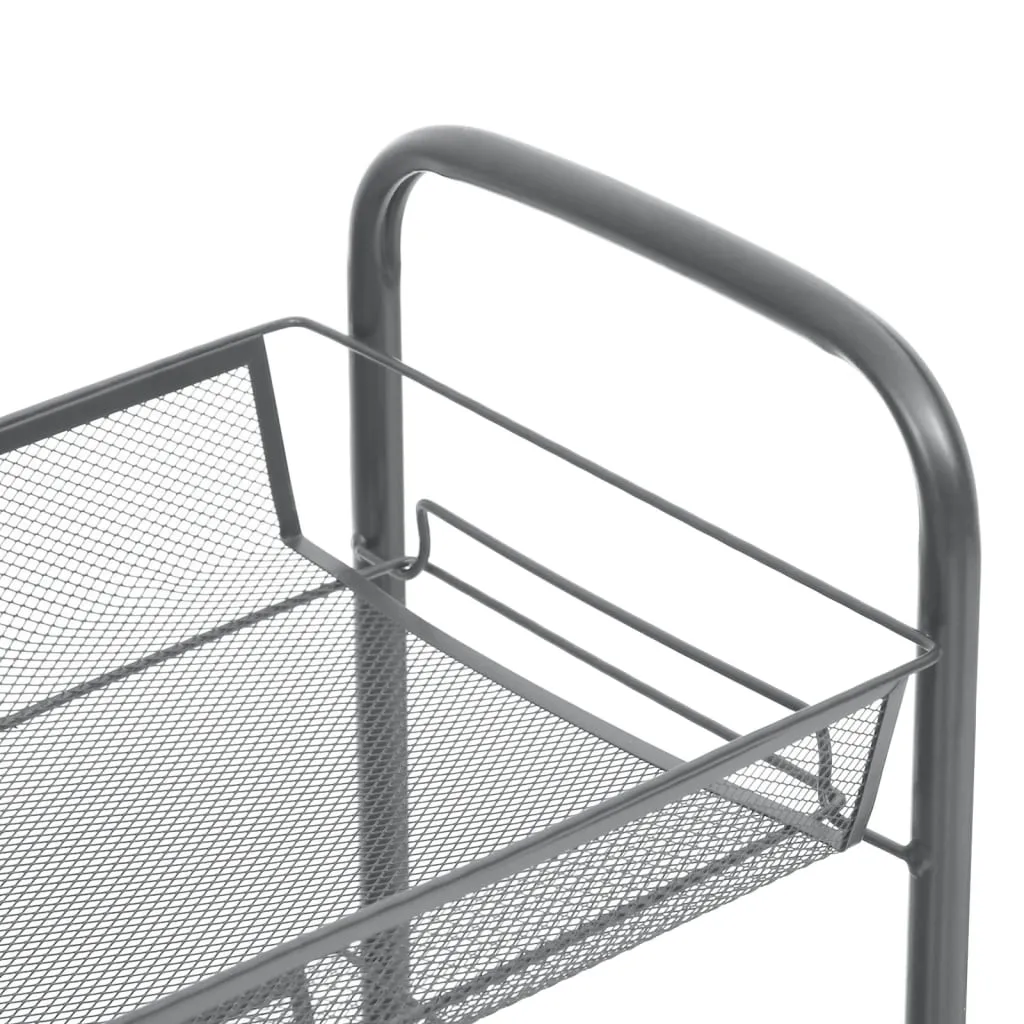 vidaXL 4-Tier Kitchen Trolley - Grey, Iron, 46x26x85 cm - Sturdy & Versatile Storage Solution