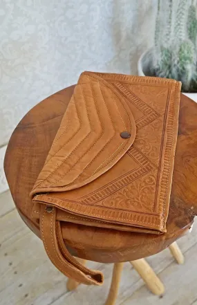 Vintage Quilted Leather Tooled Bag