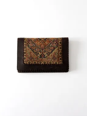 vintage tapestry and leather wallet