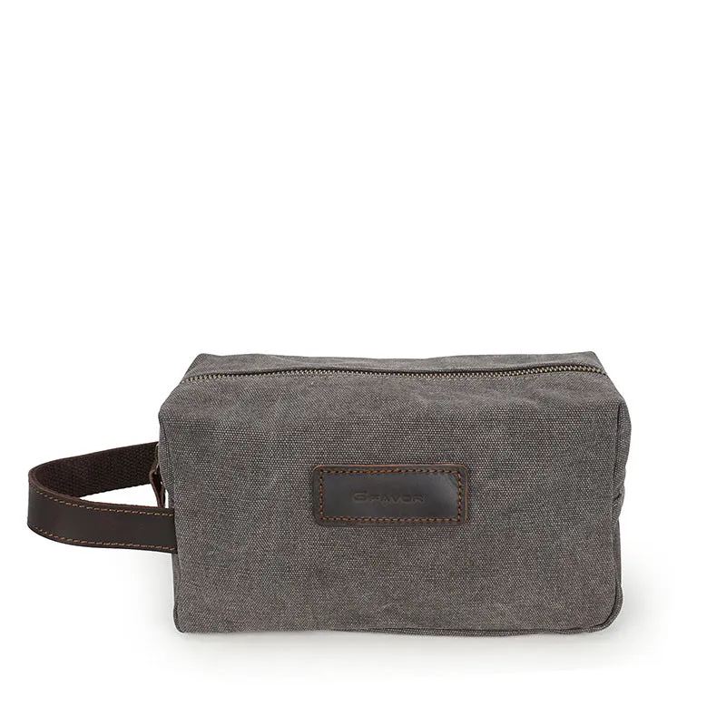 Vintange Leather Waterproof Canvas Toilet Bag