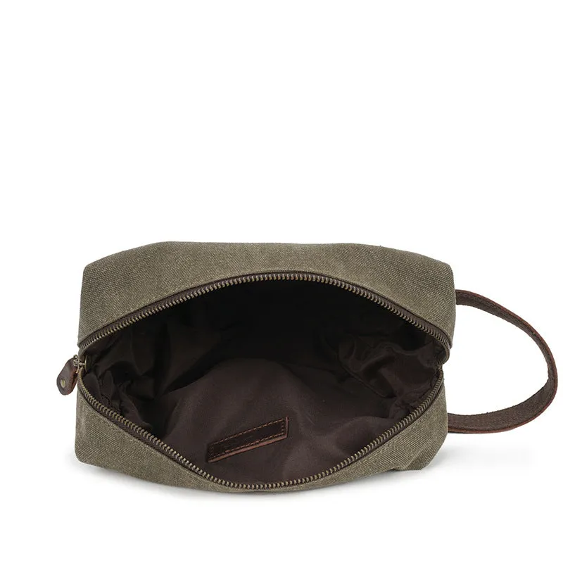 Vintange Leather Waterproof Canvas Toilet Bag