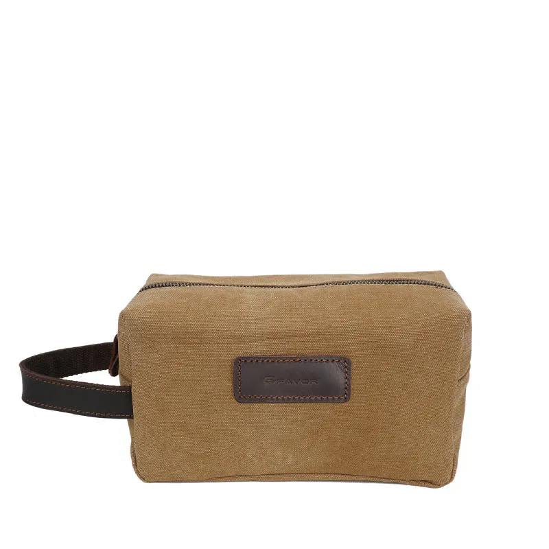 Vintange Leather Waterproof Canvas Toilet Bag