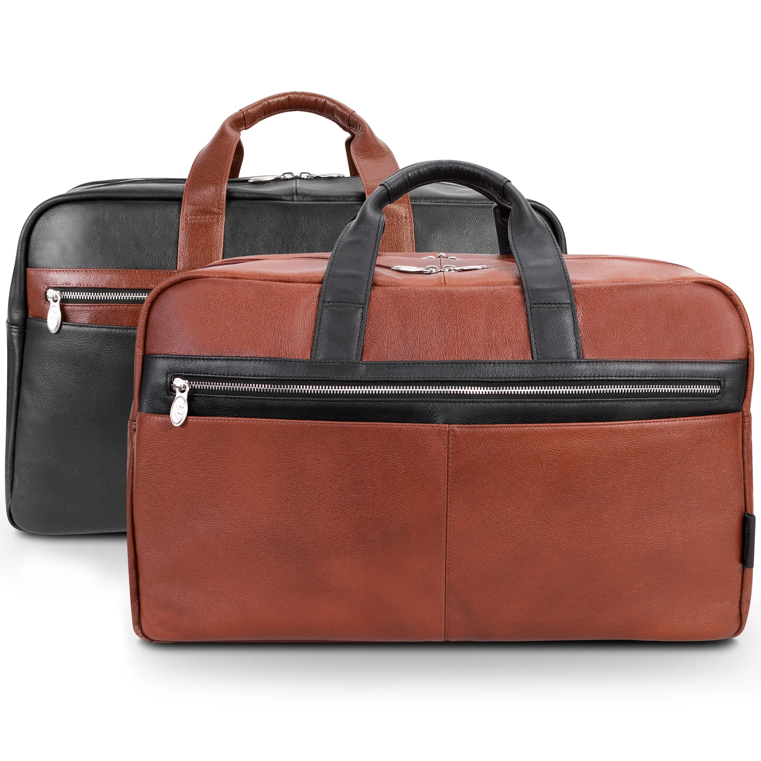 WELLINGTON  | 21” Leather Carry-All Two-Tone Laptop Duffel