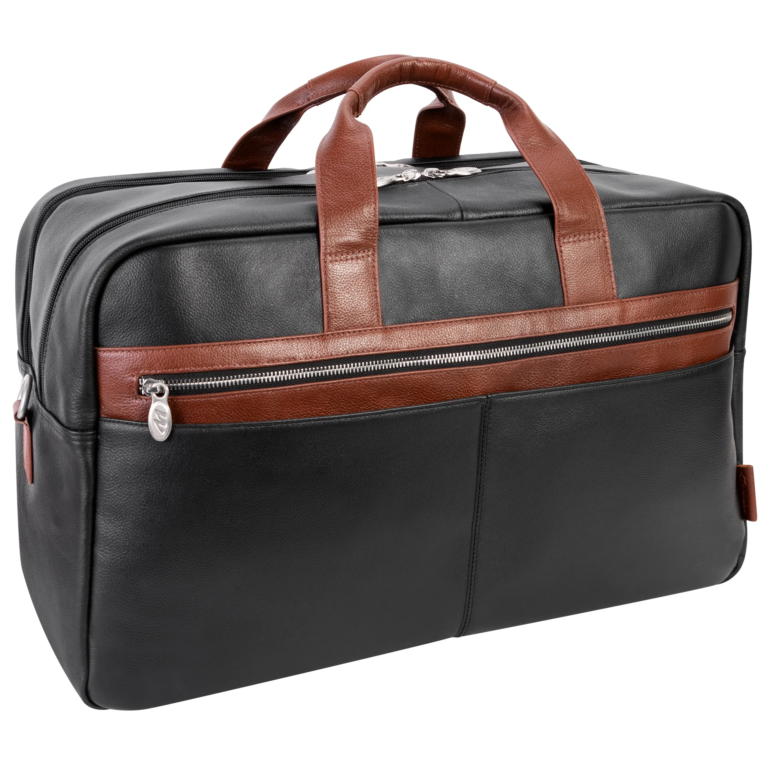 WELLINGTON  | 21” Leather Carry-All Two-Tone Laptop Duffel