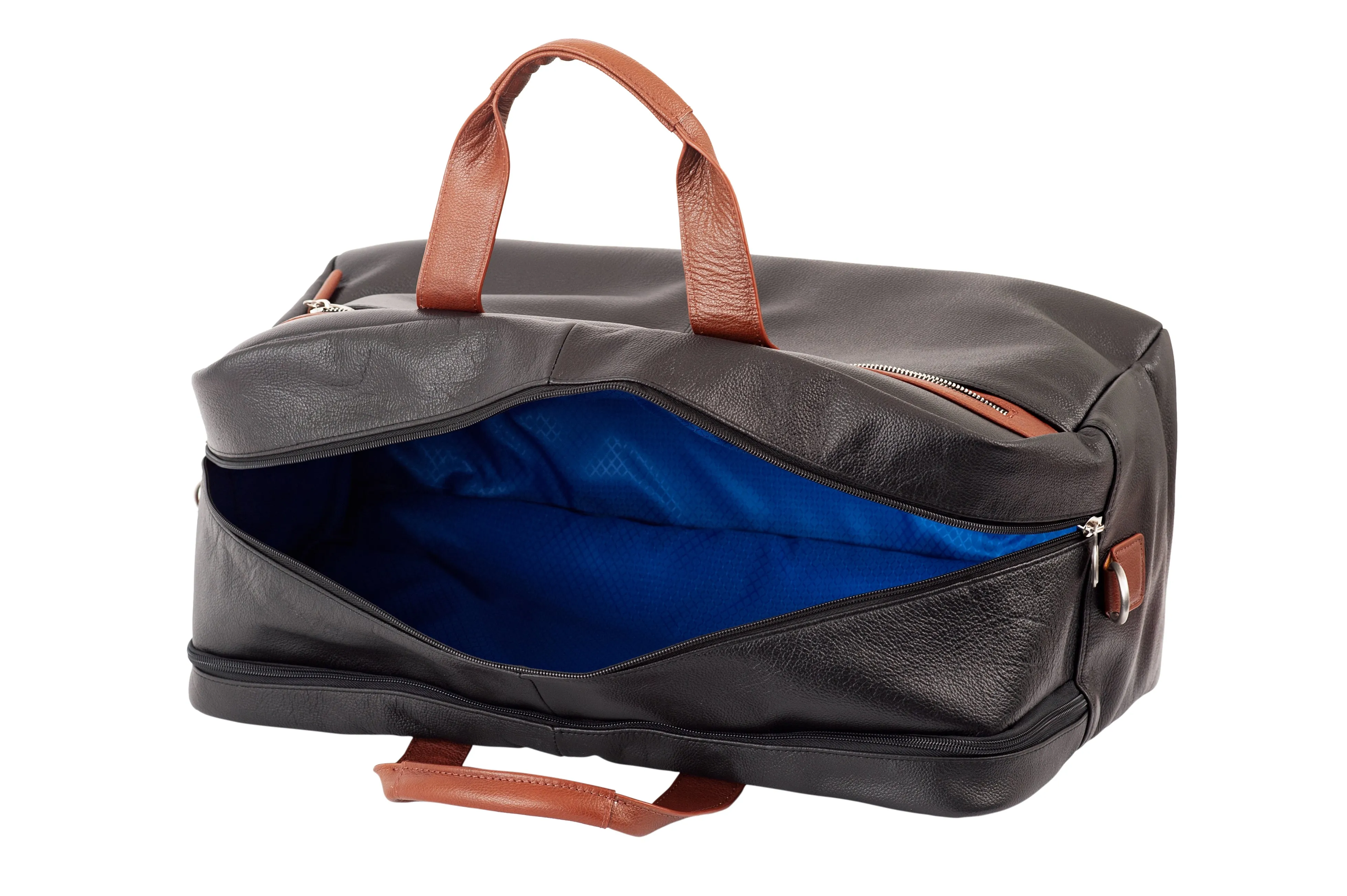 WELLINGTON  | 21” Leather Carry-All Two-Tone Laptop Duffel