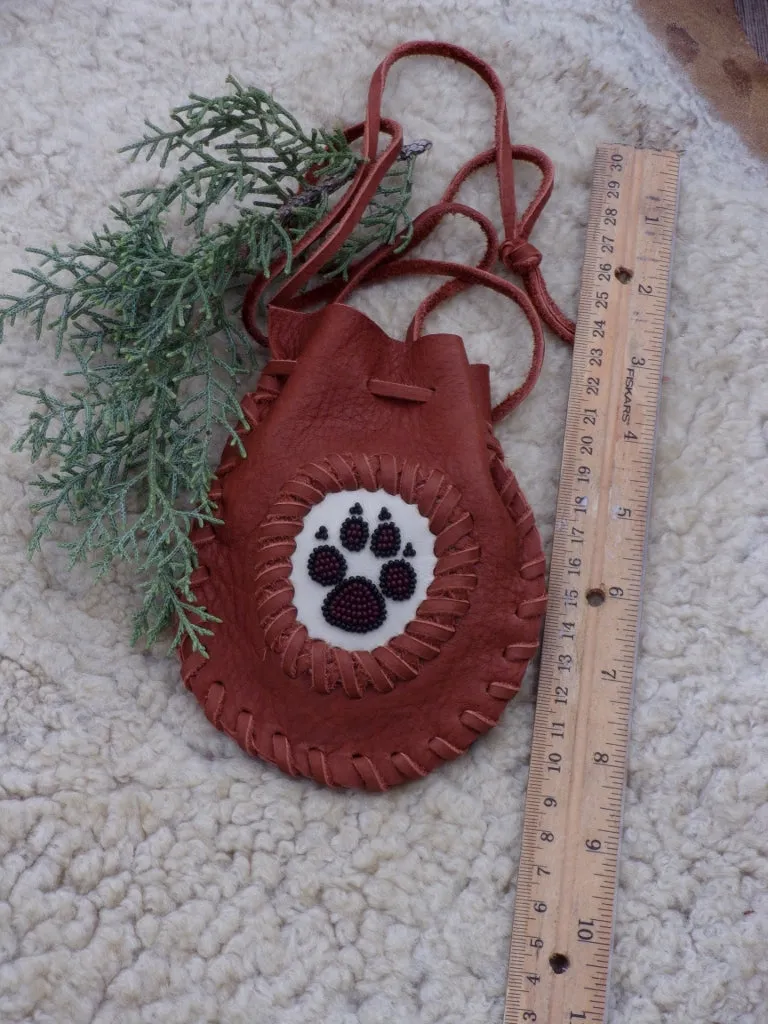 Wolf totem amulet bag , wolf paw medicine bag, spirit totem bag