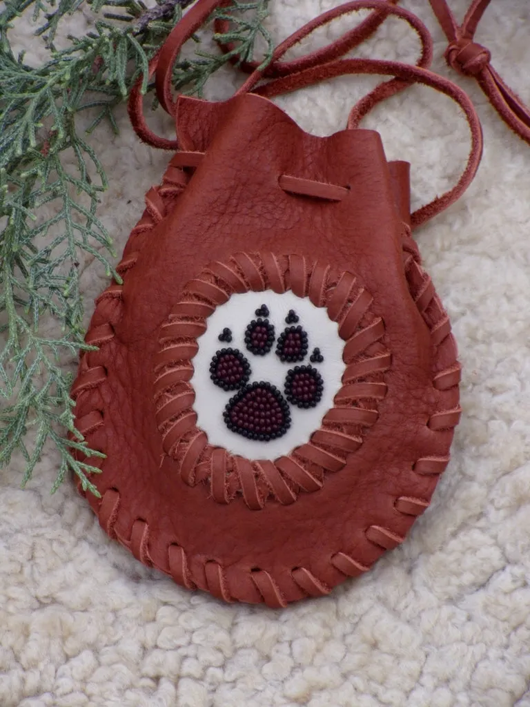 Wolf totem amulet bag , wolf paw medicine bag, spirit totem bag