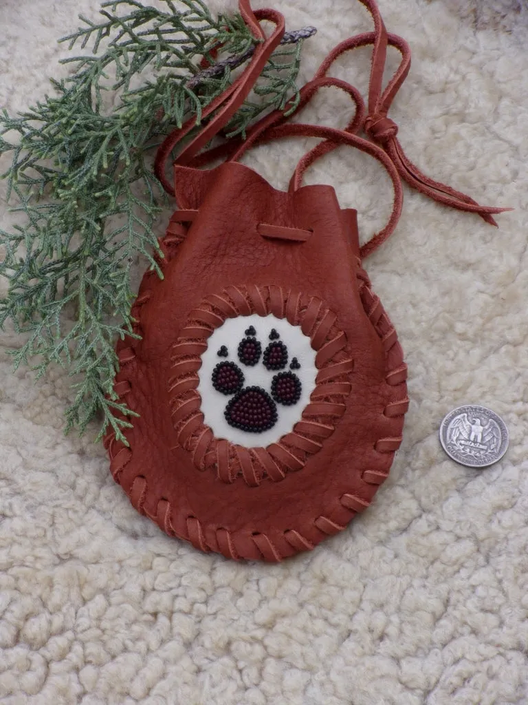 Wolf totem amulet bag , wolf paw medicine bag, spirit totem bag