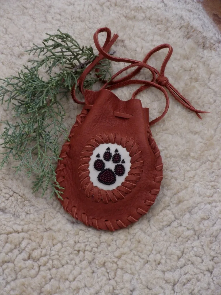 Wolf totem amulet bag , wolf paw medicine bag, spirit totem bag